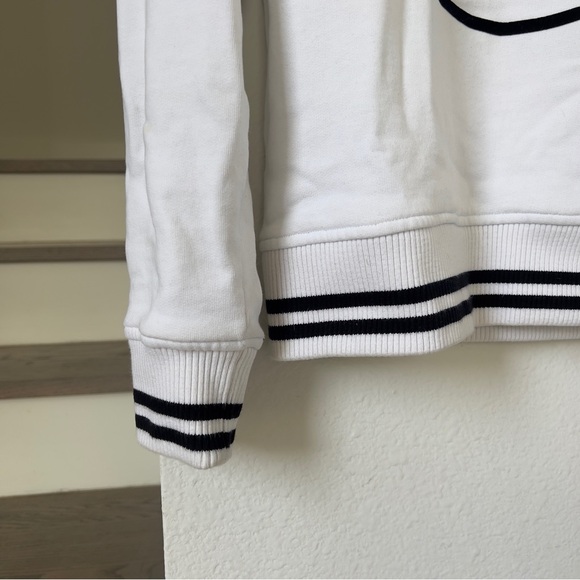 BALMAIN Men’s Cotton and Velvet Logo Sweatshirt in White and Black - Picture 5 of 11